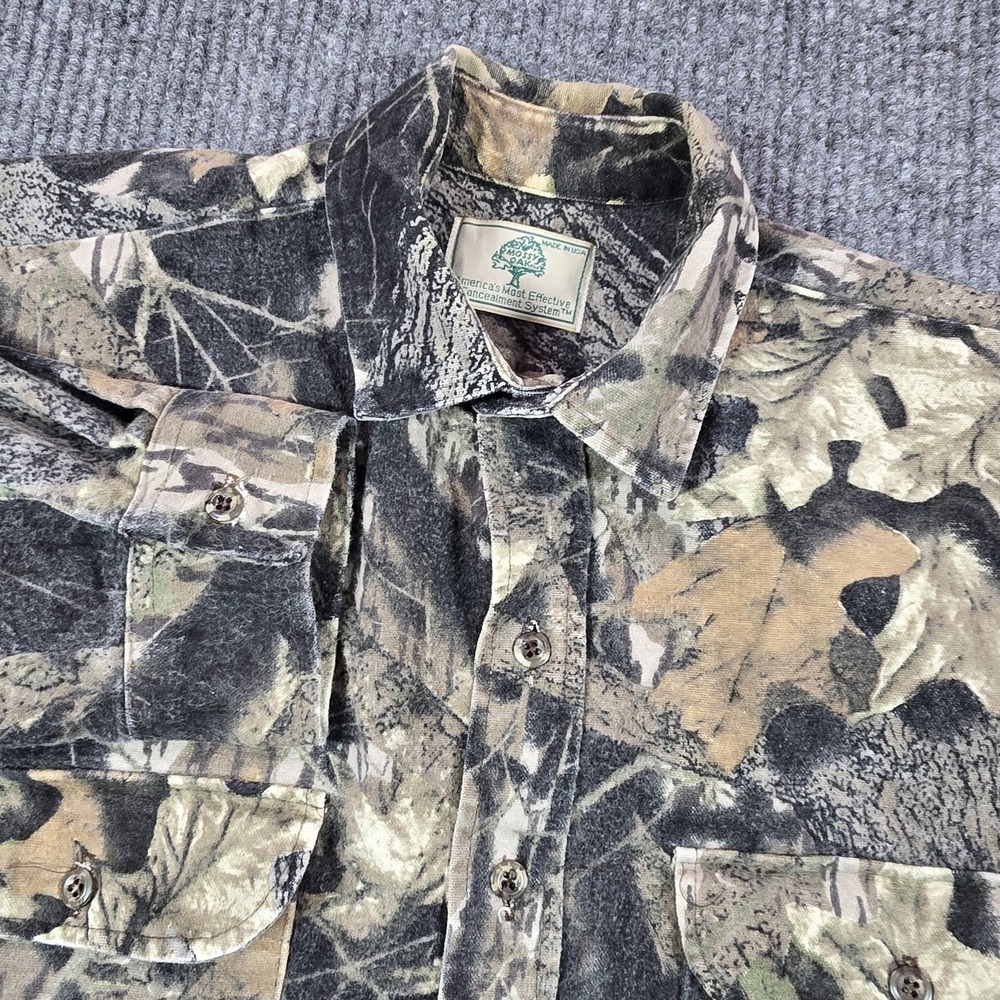 Mossy‎ Oak Shirt Mens Large Camo Flannel Button Up Long Sleeve Hunting Made USA